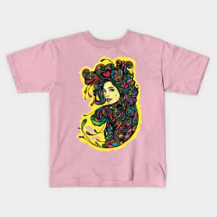 Doodle Girl Rainbow Kids T-Shirt